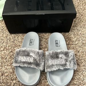 fenty gray slippers